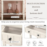 Narrow Console Table, Slim Sofa Table with Three Storage Drawers and Bottom Shelf 49804782