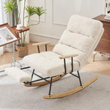 ZUN Modern Teddy Gliding Rocking Chair with High Back, Retractable Footrest, and Adjustable Back Angle W2012137612