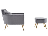 Half Disassembled Single Chair With Gold Feet And Pedals Flannelette Indoor Leisure Chair Dark Gray 65909311