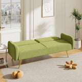 ZUN 70.47" Green Fabric Double Sofa with Split Backrest and Two Throw Pillows,Suitable for living room, W1658120161