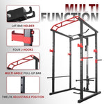 ZUN Power Cage Squat Rack Stands Gym Equipment 1000-Pound Capacity Exercise pull-up down 44896527