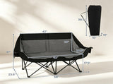 Black Dual Person Heated Folding Camping Chair 4 Heating Zones 3 Temperature Levels, Heavy Duty 660 46989707