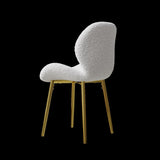 Modern minimalist white teddy velvet Dining Chairs Set of 2 with sturdy gold metal legs and W1727P251124