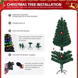 ZUN 5 FT Pre-lit Christmas Tree, Artificial Fiber Optic Christmas Tree with Lighted Top Star, 180 LEDs 18263555