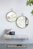 ZUN 22" x 28" Circle Wall Mirror with Gold Iron Frame, Accent Mirror for Living Room, Entryway, Office W2078124345