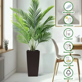 Square Planter for Indoor or Outdoor Use, 22-Inch High Faux Rattan Design Flower Pot with Automatic W3213P311469