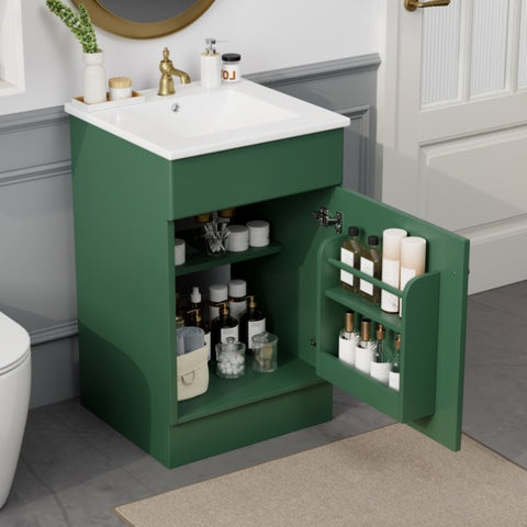 ZUN 20" Bathroom Vanity with Sink, Vanity Cabinet with Door Shelf and Adjustable Shelf, Green N759P237946F