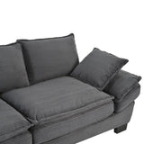 U-Style 85.4" Modern Curved Sofa, Back Upholstered Couch with 2 Decorative Throw Pillows, Corduroy N711P192059E