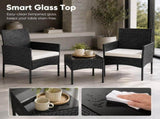 3 Pieces Patio Furniture Set, PE Rattan Wicker Patio Set with Two Outdoor Chairs 62821795