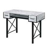 Antique White and Black Computer Desk with Keyboard Tray B062P184558