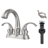Bathroom Faucet 2-Handle Brushed Nickel with Aerator, Swan Style 4-inch Centerset Vanity Sink with T3177P277547