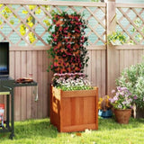 2-in-1 Wooden Raised Garden Bed with Trellis - Solid Wood , 16"x16"x48" Size 12098598