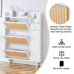 ZUN Modern minimalist storage cabinet, Japanese rattan shoe cabinet, bed top cabinet, small home 98584209