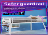 Full Size Metal Loft Bed with Built-in Desk & LED Light Strip, White Loft Bed Frame with Safety W1935P463341