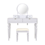 Luxury Vanity Desk with Round Mirror,Height-Adjustable, Stylish Dressing Table Set, 4 Drawers & N844P262897S