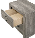 1pc Rustic Charm Weathered Gray Finish Metal Handles Two Drawers Nightstand B2741P354504