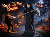 6 FT Life Size Animated Grim Reaper Halloween Prop with Flashing Red Eyes Full Body Wiggle, Sound 98538347