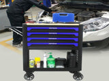 4 DRAWERS MULTIFUNCTIONAL TOOL CART WITH WHEELS AND WOODEN TOP-BLUE W1102111182