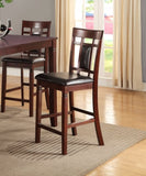 ZUN Modern Contemporary 5pc Counter Height Dining Set Cherry / Brown Finish Unique Eyelet Back 4x Chairs HS00F2252