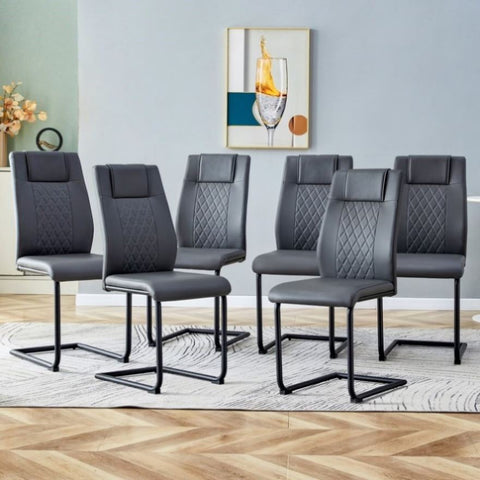 ZUN Modern dining chair with faux leather cushioned seats - dining chair with metal legs, suitable for W1151112877