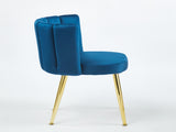 Modern BLUE dining chair with iron tube golden color legs, velvet and comfortable W234P256814