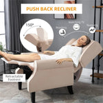 ZUN Cream White Recliner Chair. Wingback Single Sofa with Vibration Massage, Heat, Push Back 88696521