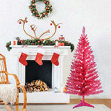 4FT Red Christmas Tree with 50 UL Lights, 122 PVC Tips Prelit Artificial Holiday Tree for Indoor 52361285