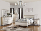 Classic Bedroom Elegant Nightstand Beige / White Finish or Antique Silver 2-Drawers Bed Side Table B01148019