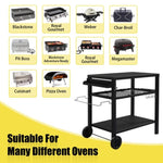 ZUN Outdoor Grill Cart Three-Shelf Grill Table, Movable BBQ Trolley Food Prep Cart with Two Wheels & 58452400