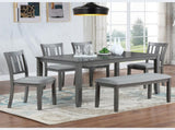 6 Piece Kitchen Set, Rectangular Wooden Table with 4 Upholstered Chairs and a Bench, 50401072