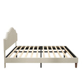 Queen Size Bed Frame Upholstered Platform Bed with Adjustable Headboard,Linen Fabric Padded,Modern W1716P280054