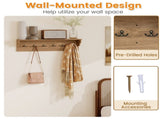Wall Mount Coat Rack with Shelf - 31.5"x5.5"x8", 6 Hooks & 110LBS Capacity 23101539