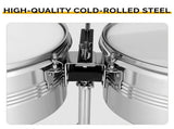 Percussion 13" & 14" Timbales Drum Set with Stand and Cowbell Silver 02216190