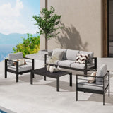 Aluminum Outdoor 2 Pcs Sofa Patio Couch, All-Weather Metal Outdoor Couch with 5" Thick and Soft B082P232958