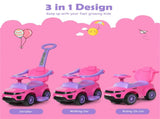3-in-1 Kids Ride On Push Car for 12-36 Months Removable Handle Anti-Roll Board Horn Music Pink 13233134