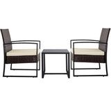 3 Piece Outdoor PE Wicker Furniture Set, Patio Brown Rattan Sectional Sofa Couch with Washable 73937025