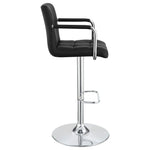 ZUN Black and Chrome Adjustable Bar Stool with Arms B062P145662