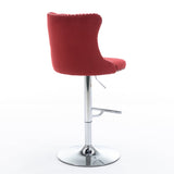 Swivel Velvet Barstools Adjusatble Seat Height from 25-33 Inch, Chrome base Bar Stools with Backs W1143124782