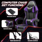 ZUN Video Game Chairs for Adults, PU Leather Gaming Chair with Footrest, 360&deg;Swivel Adjustable Lumbar 34429644