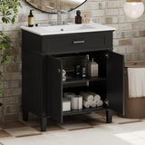 ZUN 30-inch bathroom vanity with ceramic basin, soft close door and adjustable shelves N729P173380B