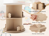 2-Tier Kids Rotating Bookshelf - 360&deg Display for Books/Toys, Bear Baffles Child-Friendly Height, 59781382