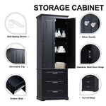 ZUN Tall Storage Cabinet with Three Drawers for Bathroom/Office, Black WF299282AAB