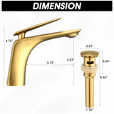 Single Hole Bathroom Sink Faucet with Pop Up Drain and Water Supply Hose, Single Handle Bathroom W1224P227855
