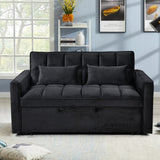 Modern Velvet Loveseat Futon Sofa Couch Pullout Bed, Small Love Seat Lounge Sofa w/Reclining T3411P309451