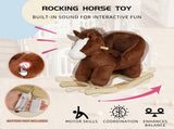 Kids Ride-On Rocking Horse Toy with Lullaby Song,Horse Rocking Toy with Hand Puppets and Safety Belt 08256957