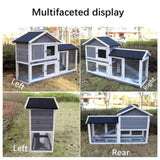 ZUN Rabbit Hutch, Indoor Bunny Cage, Outdoor Rabbit Cages with Run, Pet House with Deeper No Leak Tray, 91396807