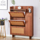 ZUN Modern minimalist storage cabinet, Japanese rattan shoe cabinet, bed top cabinet, small home W1151P147200