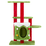 32in Christmas Themed Cat Tower with Cat Condo, 3-Level Plush Cat Tree Activity Center for Indoor 55157586