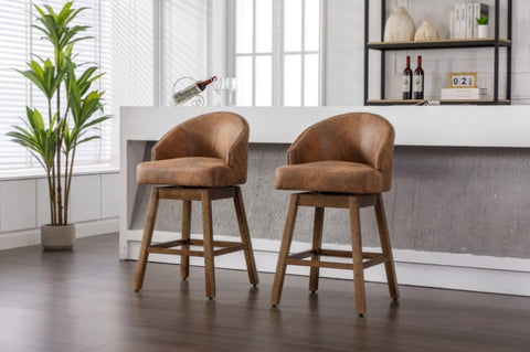 ZUN COOLMORE Bar Stools Set of 2 Counter Height Chairs with Footrest for Kitchen, Dining Room And 360 W153990776