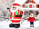 7 FT Lighted Christmas Inflatable Decoration, Inflatable Black Santa Claus Holding Gift, Funny Blow 92959215